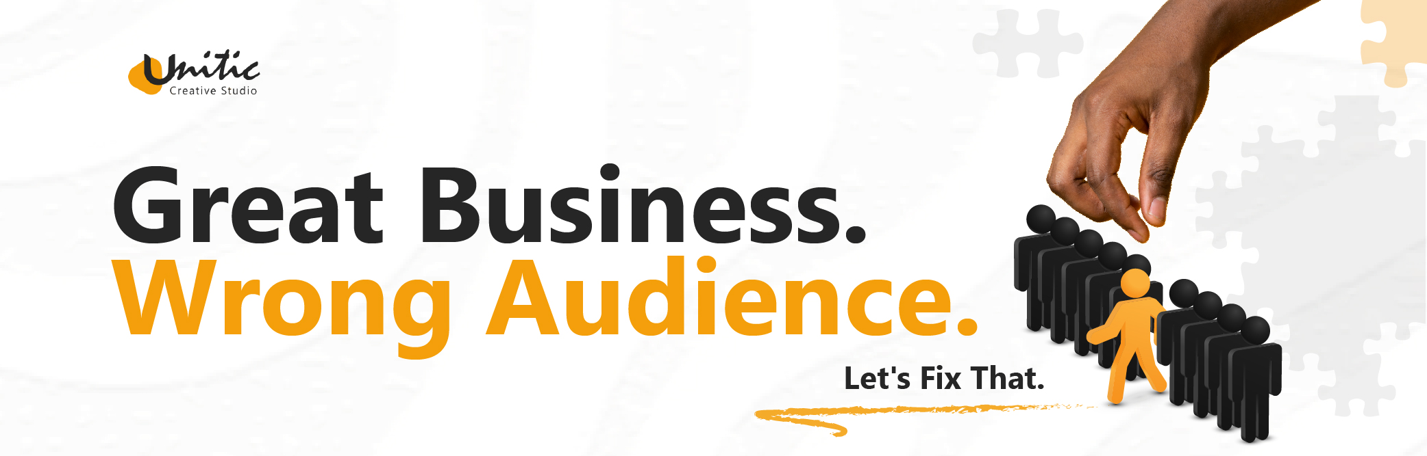 Banner showing a great business marketing within a wrong audience and unitic because am solution helping that business.